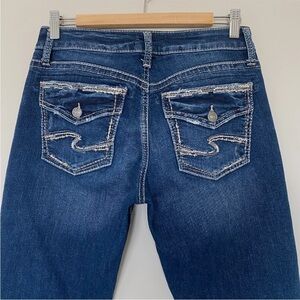 Silver Avery Slim Boot Jeans Mid Rise Women's 30X31 Faux Flap Pockets Dark Wash